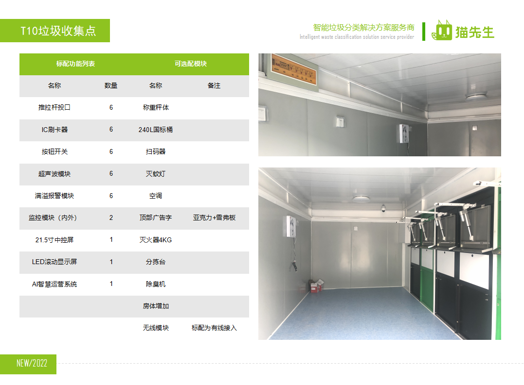 貓先生智能垃圾分類房，定時定點垃圾收集站 ，垃圾房功能配置