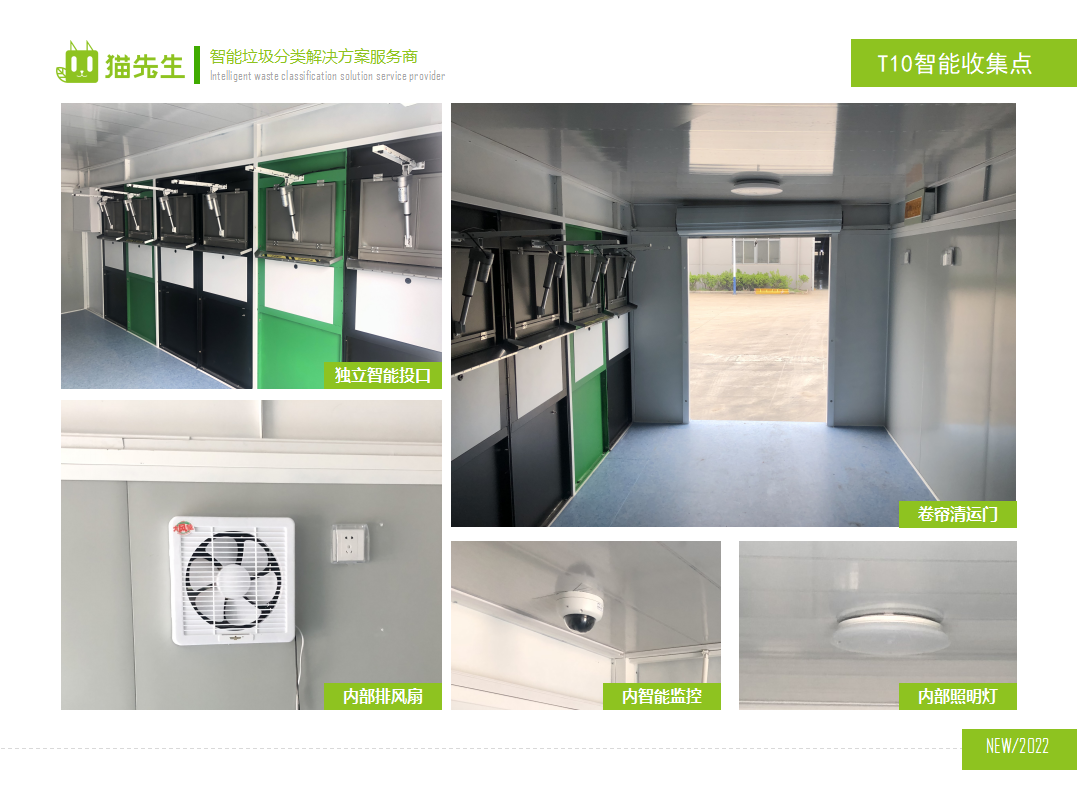 貓先生智能垃圾分類房，定時定點垃圾收集站 ，垃圾房內部配置